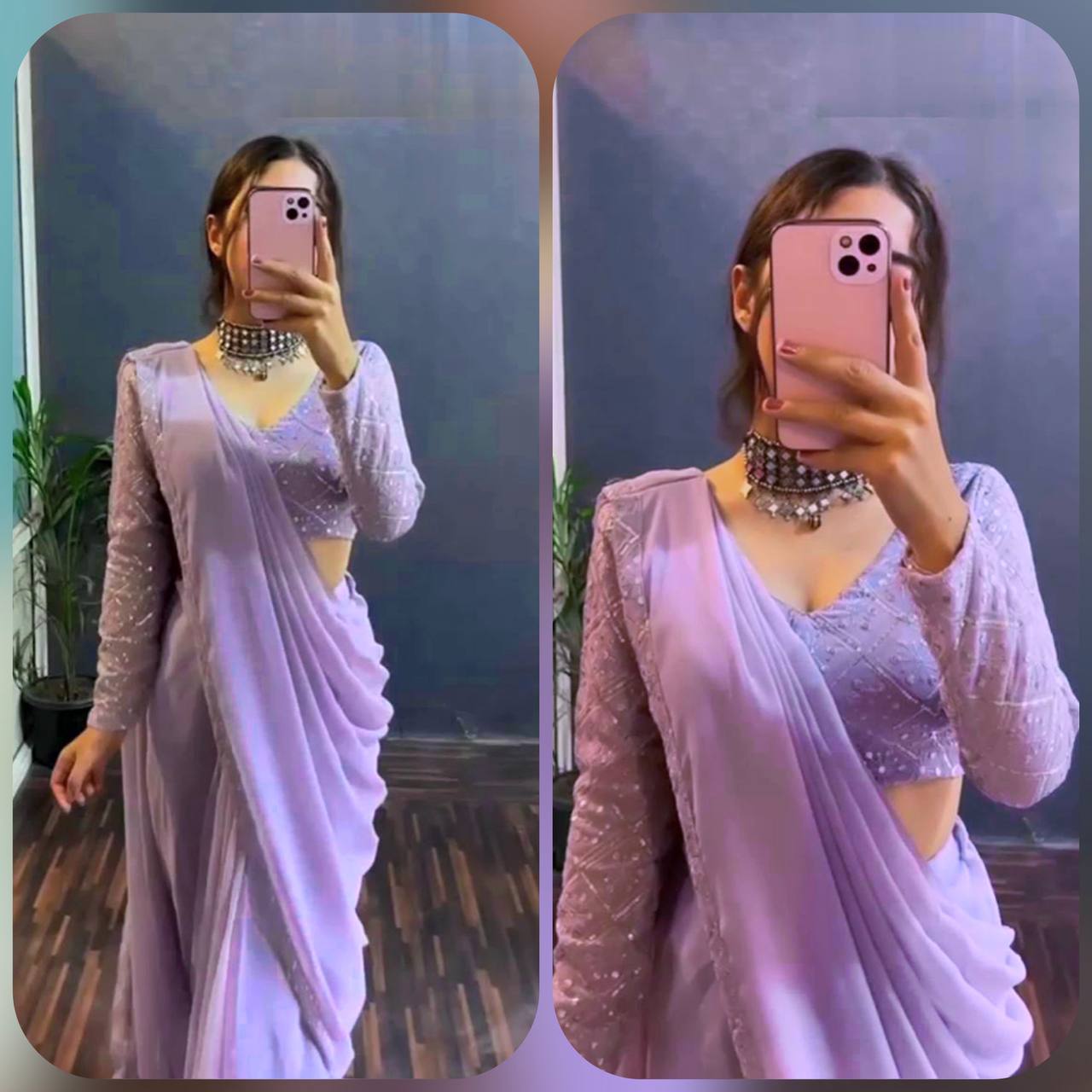 Krishi Pure Faux Georgette Silk Party Wear Readymade Sarees Wholesale Market In Surat
